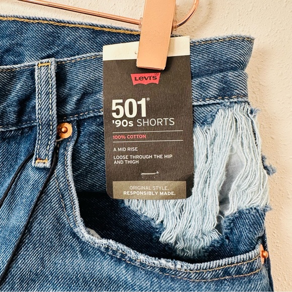 New Levi's 90's 501 Shorts Jean Denim Cutoff - Picture 7 of 11